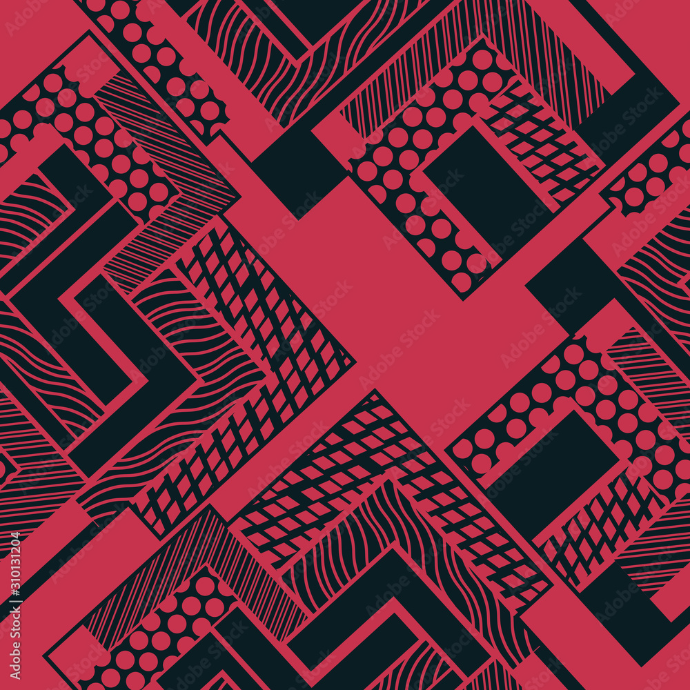 seamless geometric abstract pattern with waves of stripes and dots seamless geometric abstract pattern with waves of stripes and dots