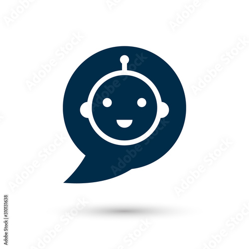 Robot speech bubble on white background. Vector