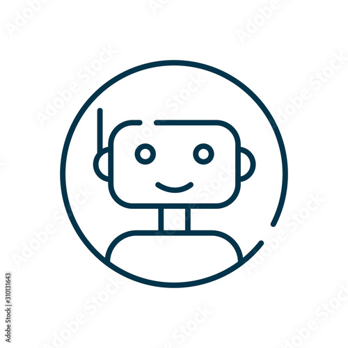 Robot speech bubble on white background. Vector