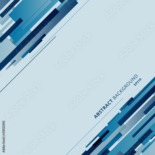 Abstract geometric rectangle shape and line diagonal overlapping blue color background
