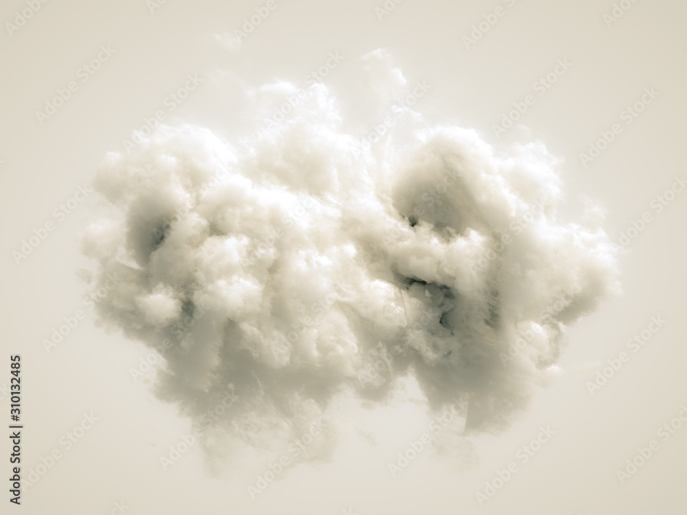 Naklejka premium Cloud isolated, steam, smoke. 3d illustration, 3d rendering.