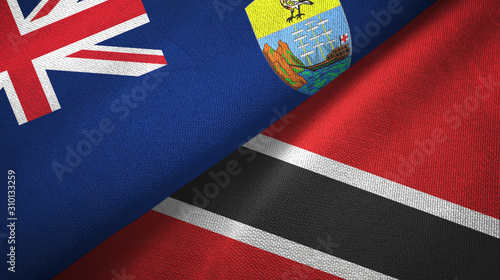 Saint Helena and Trinidad and Tobago two flags textile cloth, fabric texture photo