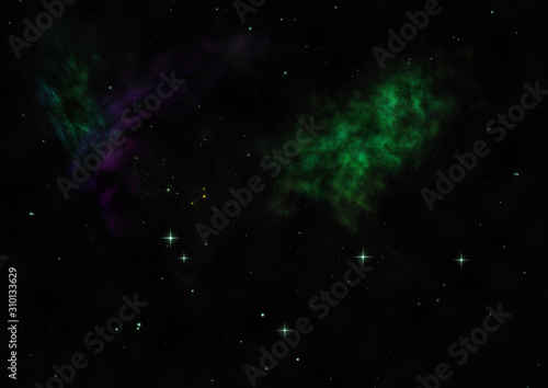 Fototapeta Naklejka Na Ścianę i Meble -  Star field in space and a nebulae. 3D rendering