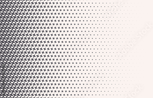 Monochrome halftone vector gradient with crosses texture. Vector illustration. EPS 10