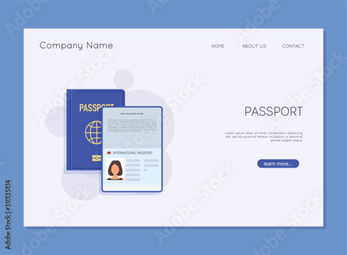 Passport template. Identification Document. Document for travel and immigration.