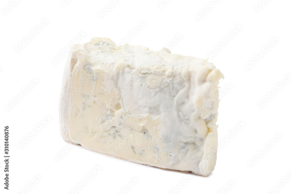 Slice of gorgonzola cheese isolated on a white background