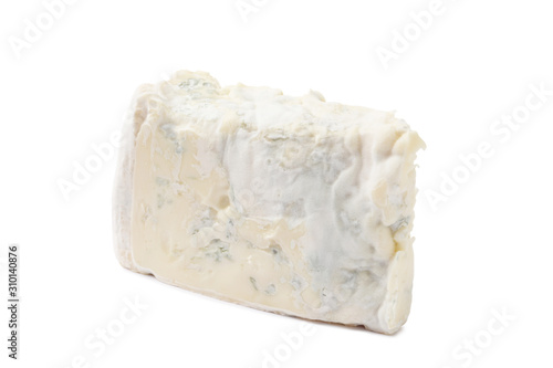 Slice of gorgonzola cheese isolated on a white background