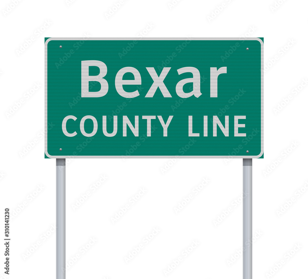 Vector illustration of the Bexar County Line green road sign Vector illustration of the Bexar County Line green road sign