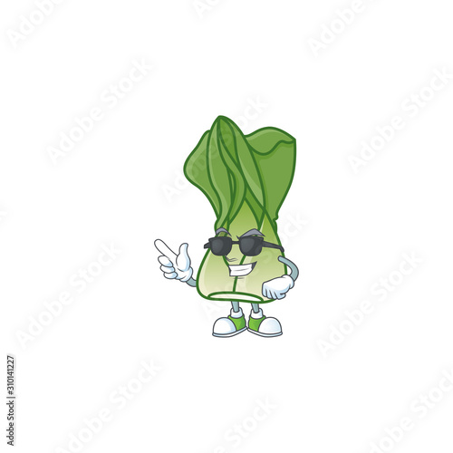 Cool and cool bok choy character wearing black glasses