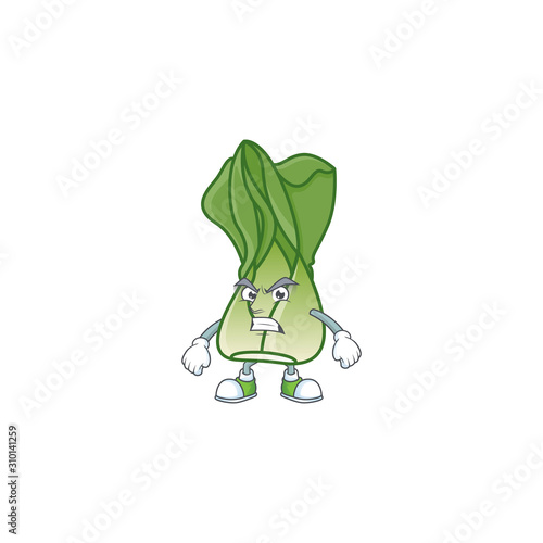 Picture of bok choy cartoon character with angry face