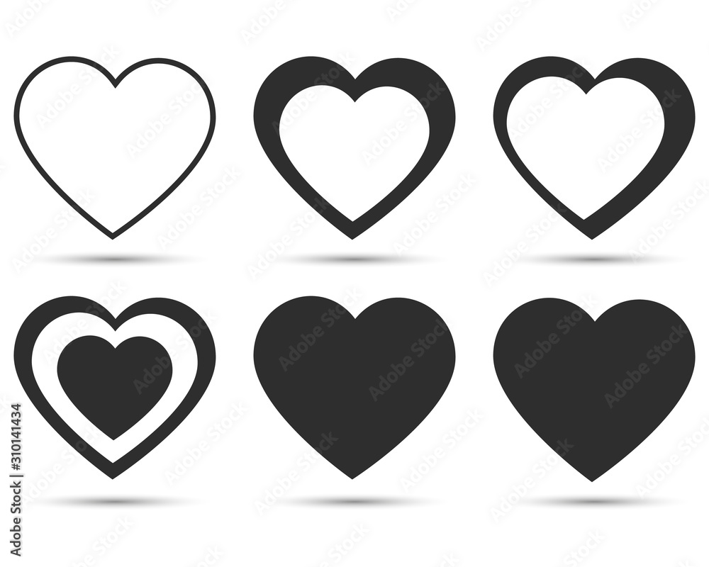 Heart collection. Love symbol icon set Heart collection. Love symbol icon set