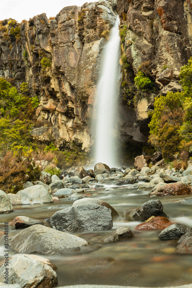 Obraz premium ニュージーランド トンガリロ国立公園のタラナキ・フォールズ
