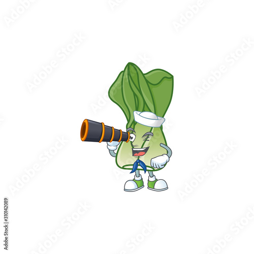 Picture of Smiling happy Sailor bok choy with binocular