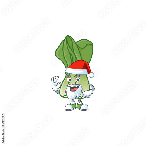 Happy bok choy in Santa costume mascot style