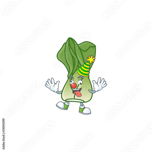 Funny Clown bok choy on cartoon character mascot design