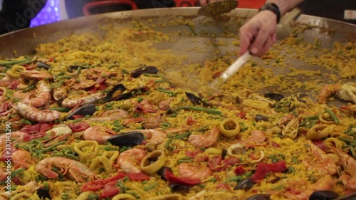 Milan, Italy,  handicraft fair, cooking traditional spanish paella