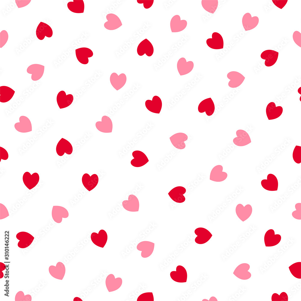 Red and pink heart seamless pattern background for Valentine's day or wedding greeting card design, stock vector illustration