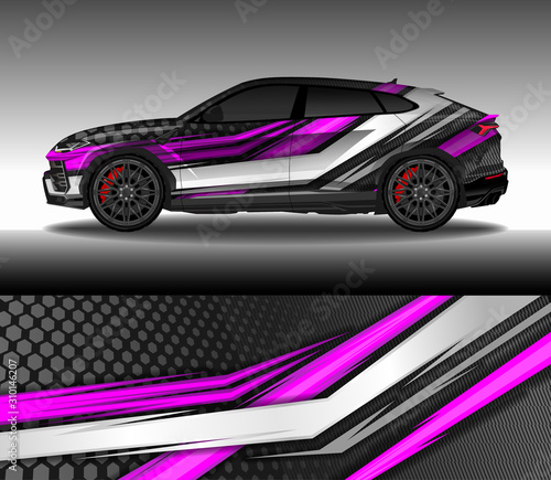 Car wrap decal design vector, custom livery race rally car vehicle sticker and tinting.