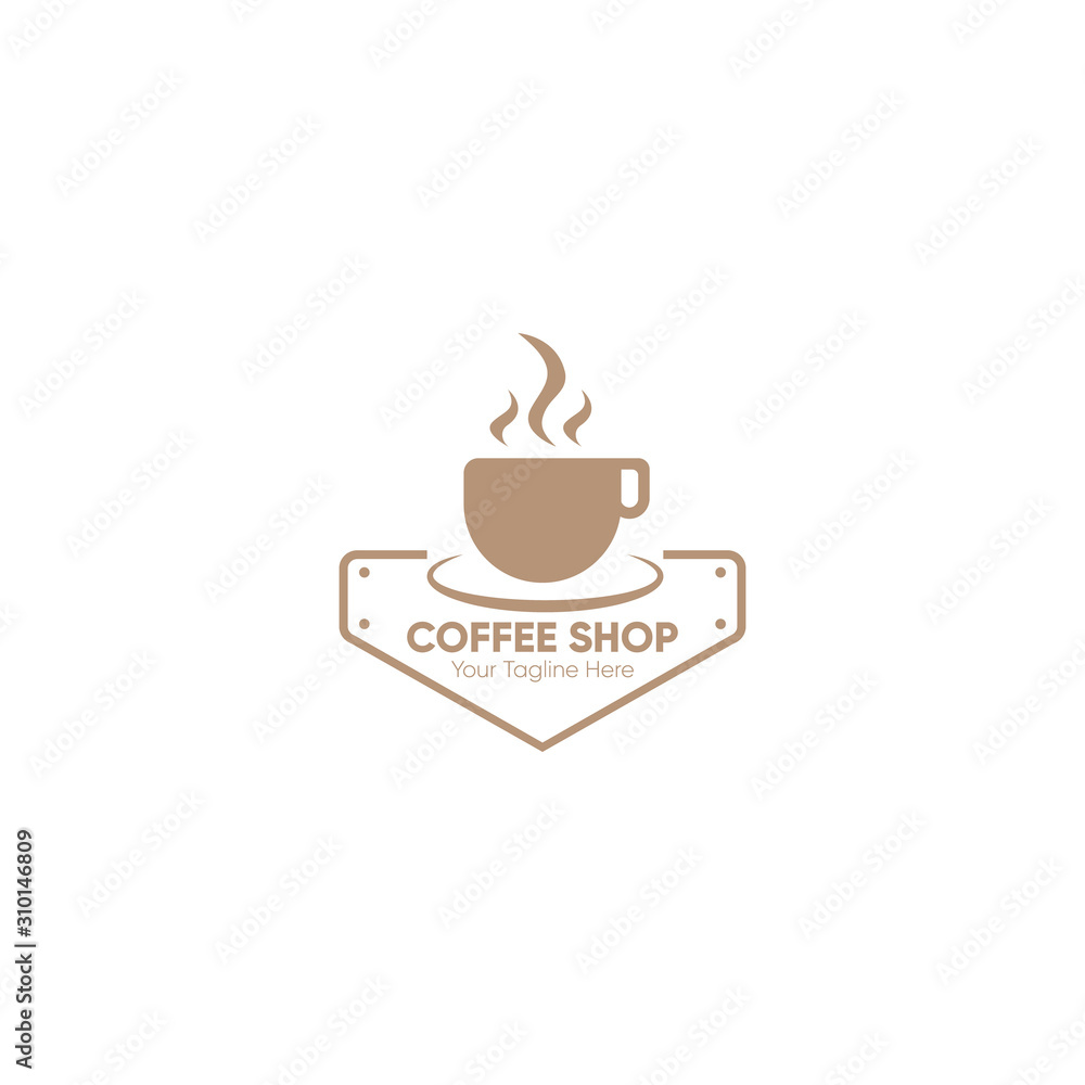 Obraz premium Coffee shop logo design template