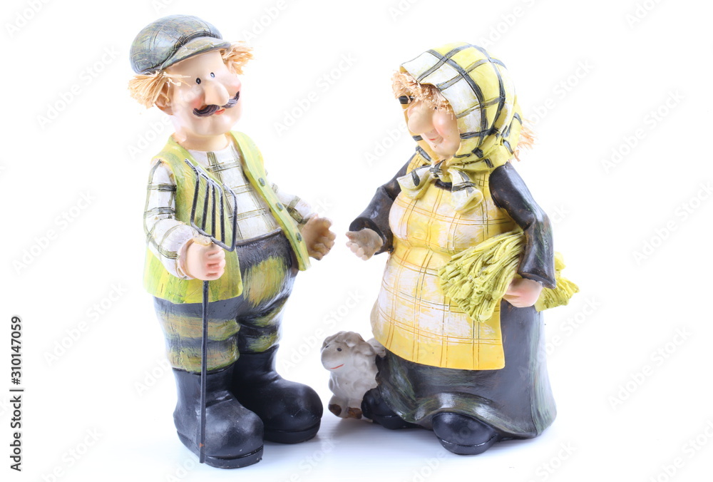 Two shepherds - puppets handmade, isolated and with clipping path