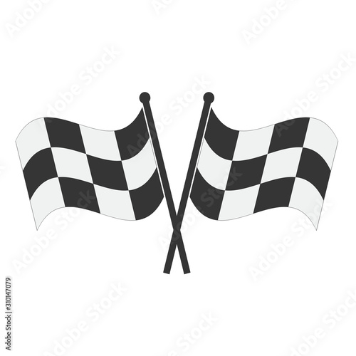 Crossed checkered flags. Finish user interface race icon, stock vector illustration