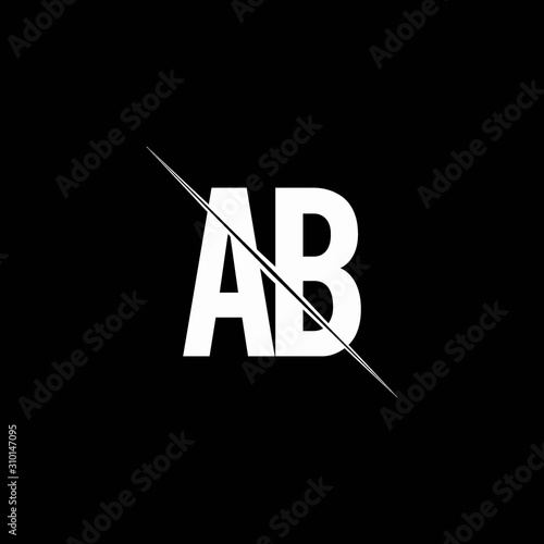 AB logo monogram with slash style design template
