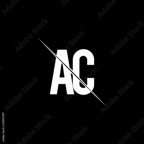 AC logo monogram with slash style design template