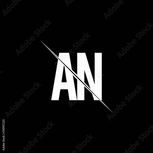 AN logo monogram with slash style design template