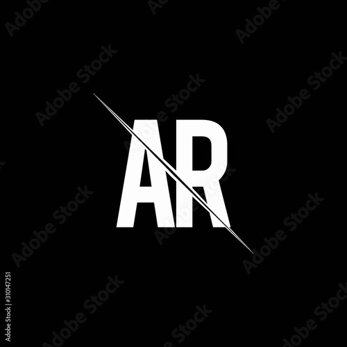AR logo monogram with slash style design template