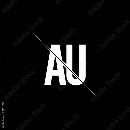 AU logo monogram with slash style design template