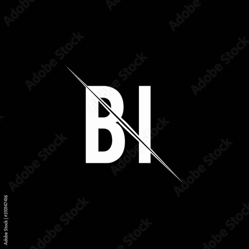 BI logo monogram with slash style design template