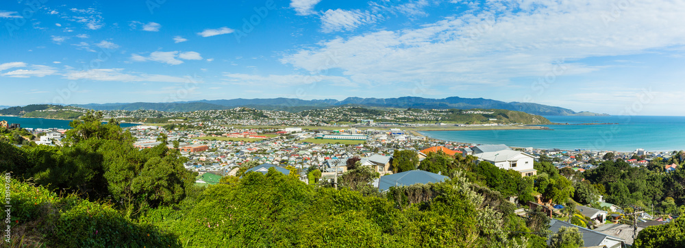 ニュージーランド　ウェリントンの丘からみえるウェリントン空港