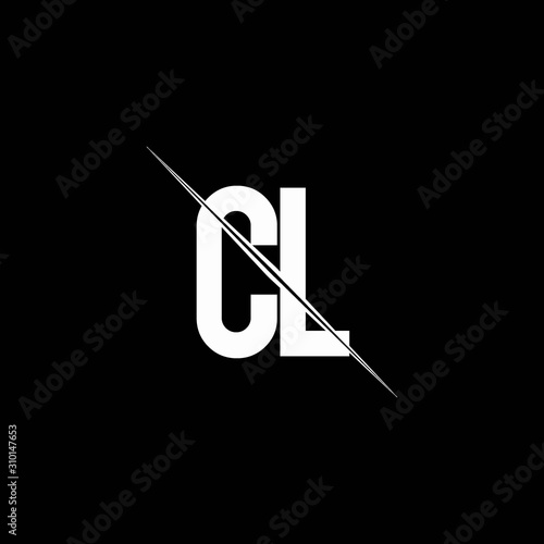 CL logo monogram with slash style design template
