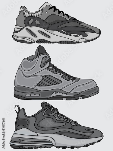 set of sneakers design vectors