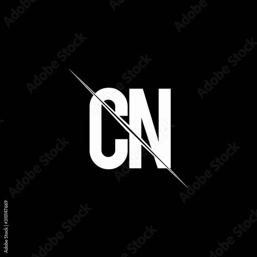 CN logo monogram with slash style design template