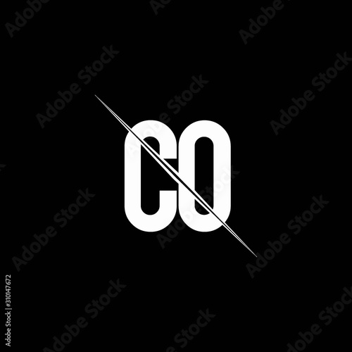 CO logo monogram with slash style design template