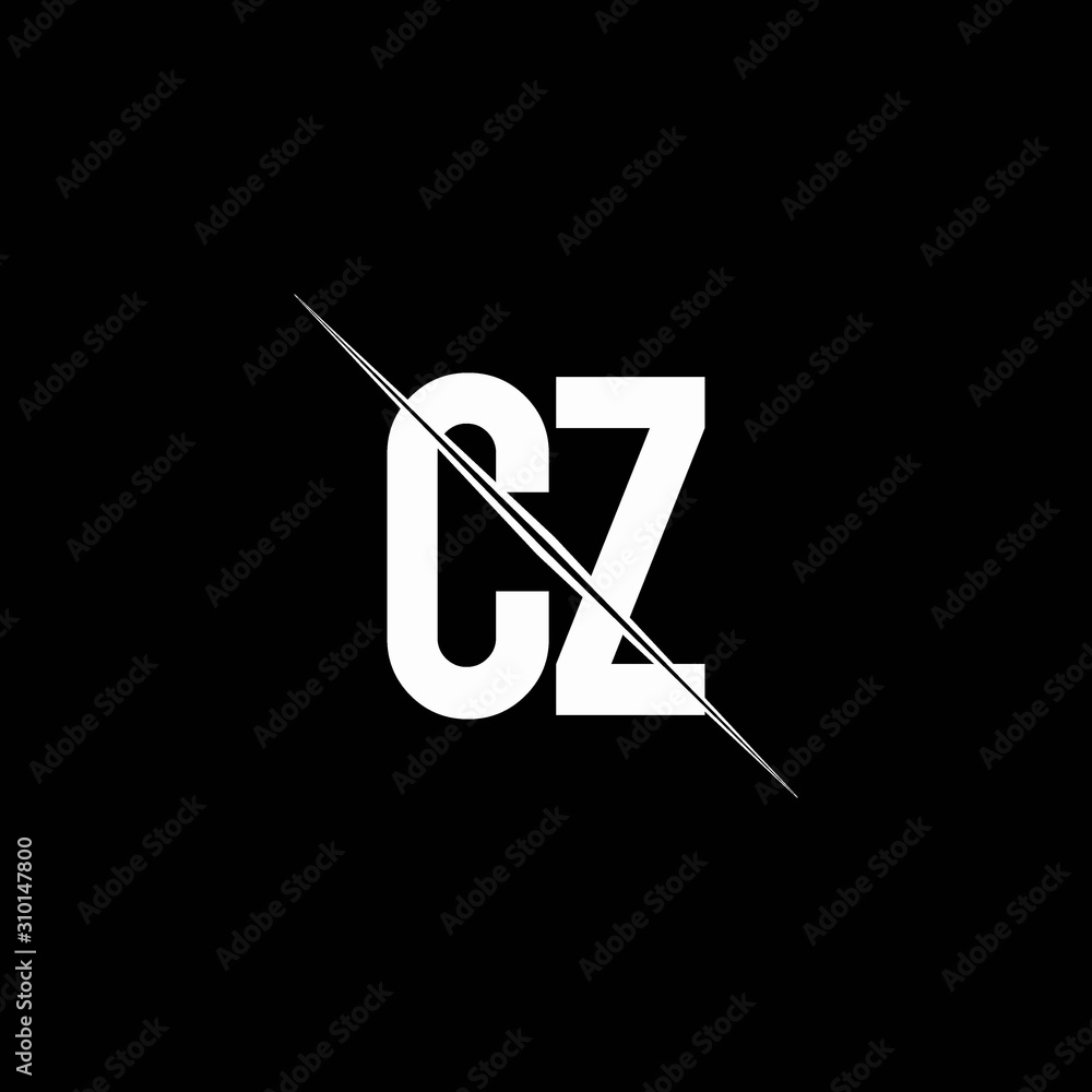 CZ logo monogram with slash style design template - obrazy, fototapety, plakaty 
