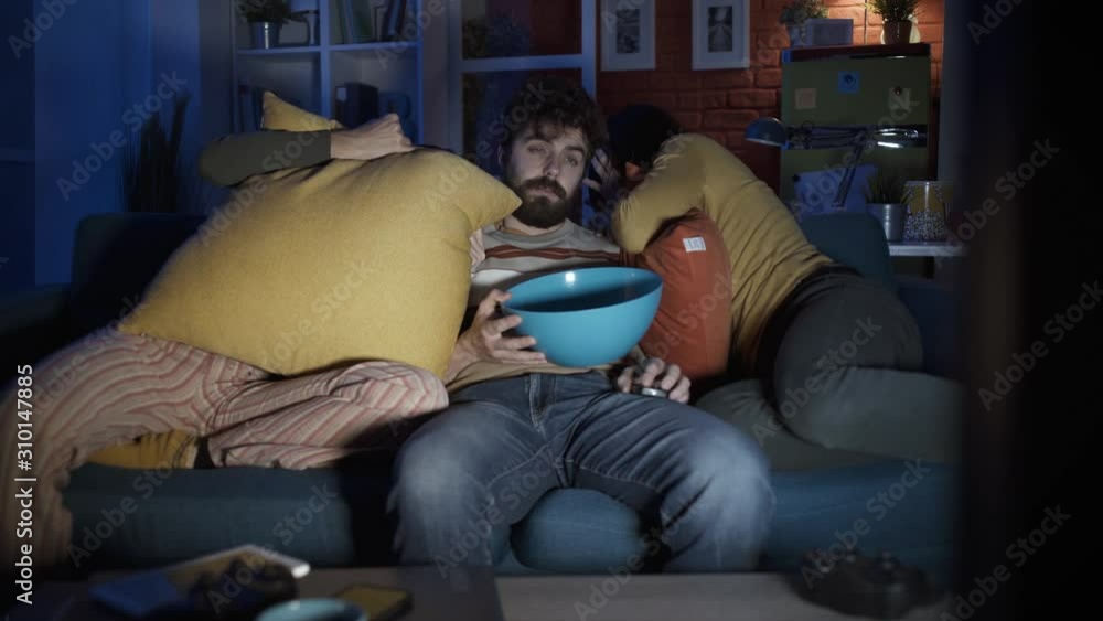 Friends watching horror movies together Friends watching horror movies together