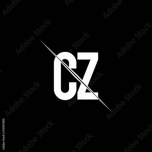 CZ logo monogram with slash style design template
