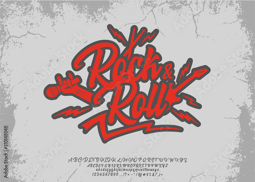 Rock band. Hand made script typeface. Rock concert. Rock and Roll.