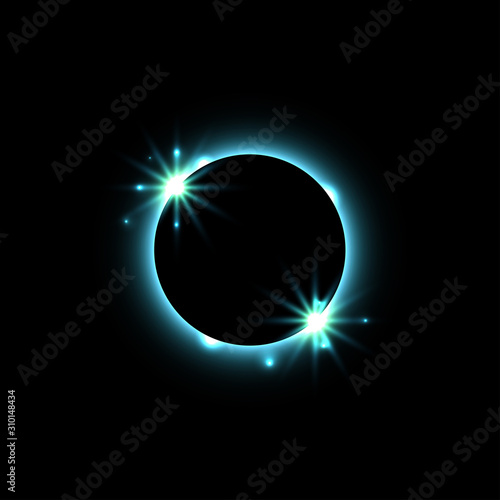 vector dark blue in galaxy space solar eclipse with stars black and lights