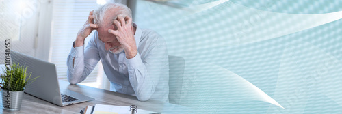 Εκτύπωση καμβά Irritated businessman in office; panoramic banner