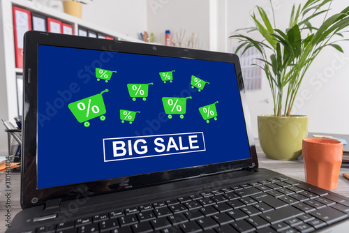 Big sale concept on a laptop