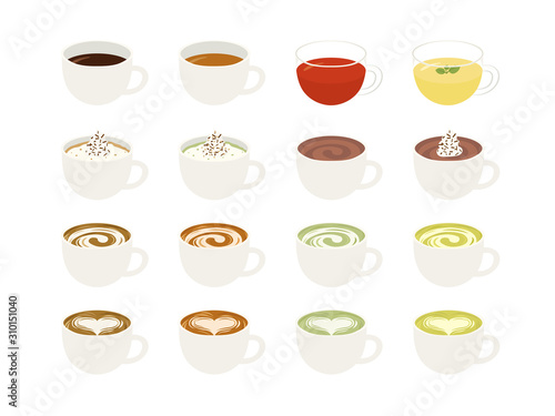 ホットドリンクのイラストセット