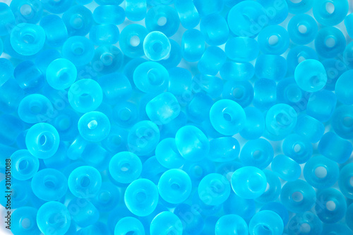 Blue beads for needlework, used to make bracelets, beads and other jewelry