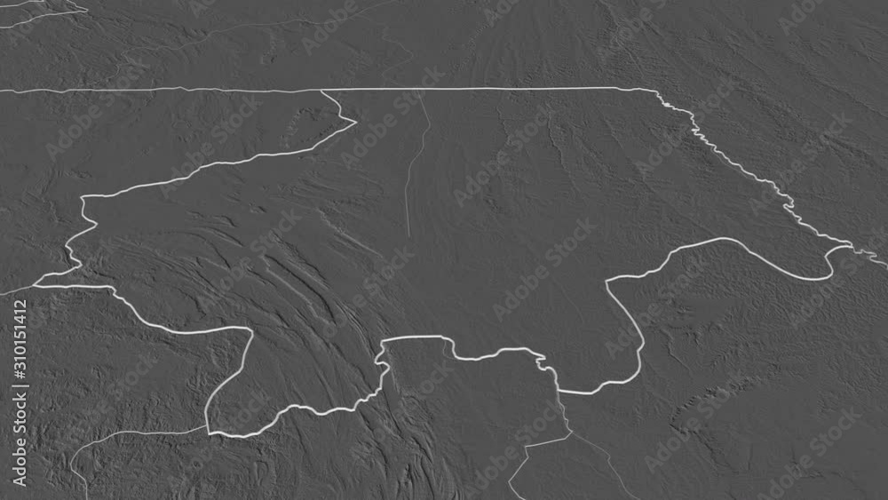 Uíge, province with its capital, zoomed and extruded on the bilevel map of Angola in the conformal Stereographic projection. Animation 3D Uíge, province with its capital, zoomed and extruded on the bilevel map of Angola in the conformal Stereographic projection. Animation 3D