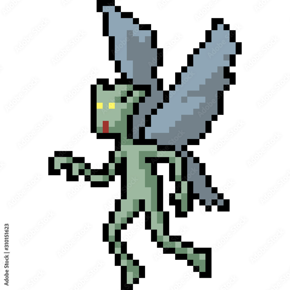 vector pixel art fairy monster