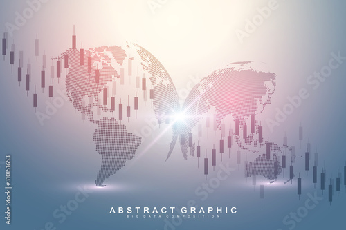 Stock market graph or forex trading chart for business and financial concepts. Stock market data. Bullish point, Trend of graph. Vector illustration.