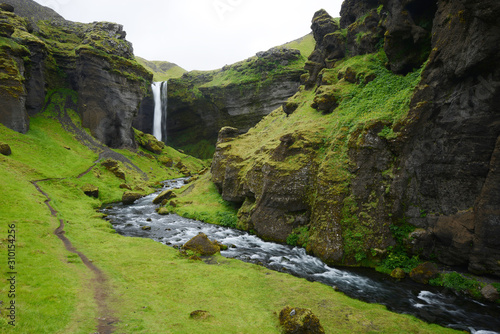 Kvernufoss Waterfall in Iceland Summer