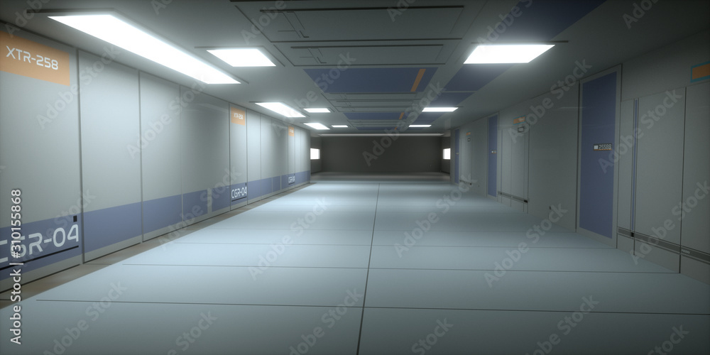 3d render. Futuristic scifi corridor 3d render. Futuristic scifi corridor